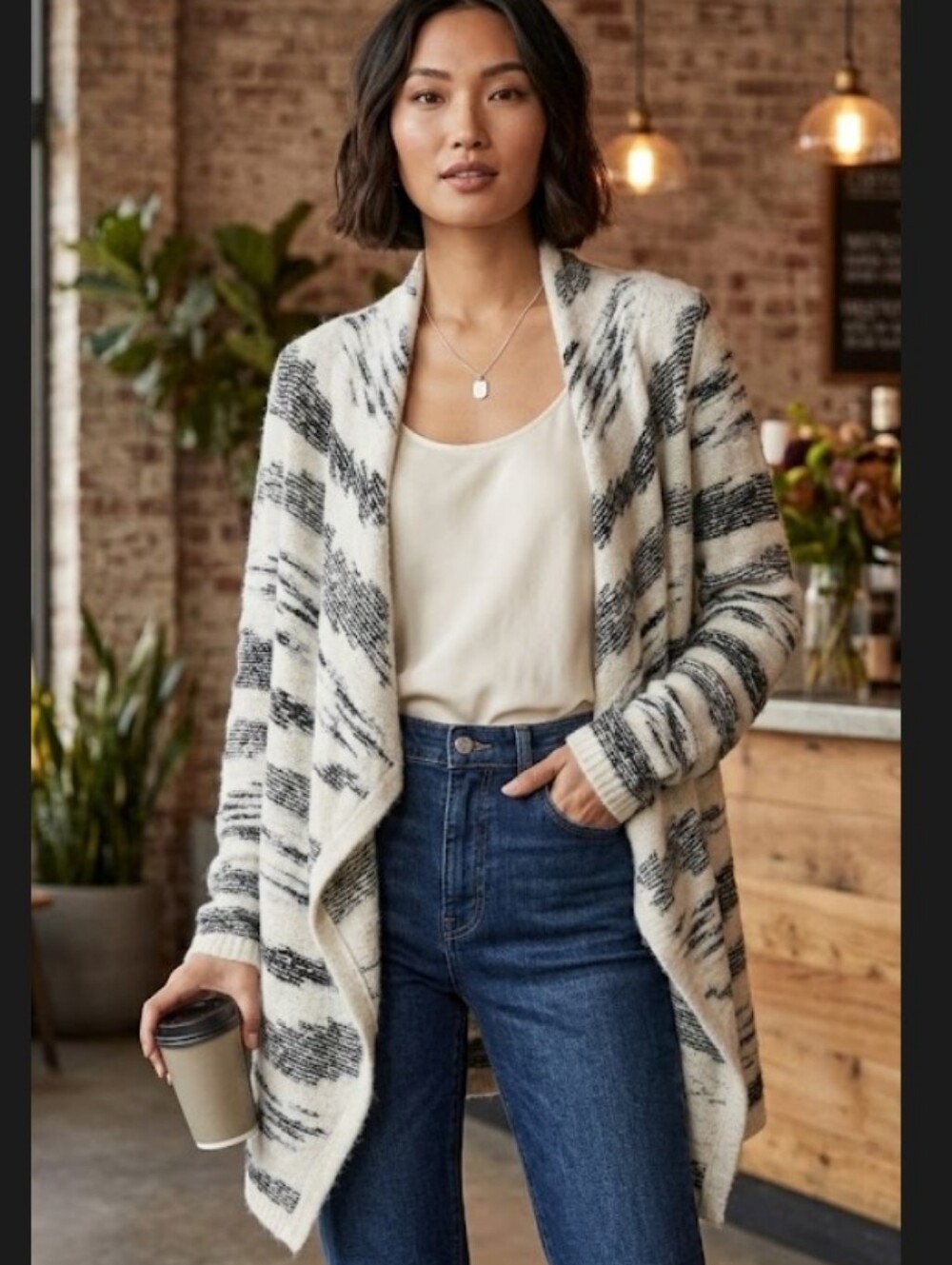 Lucky Brand Open‎ Front Wool Blend Cardigan Size Medium